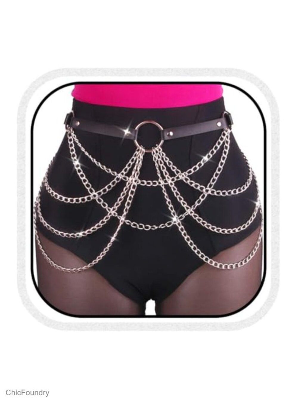 Punk Gothic Waist Chain Belt Leather Layered Heart Body Chains for Women